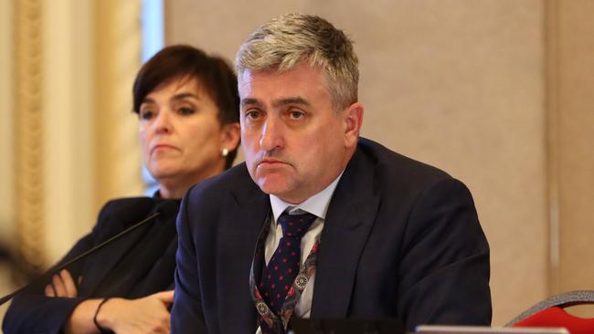 Labor MP and committee chair Linus Power at budget estimates hearings on Tuesday. Picture: David Clark