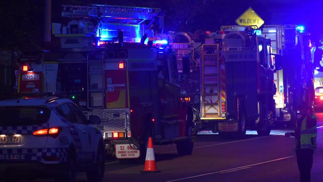 By 1.45am the blaze had spread with multiple emergency calls being made about a large grass fire 100m by 100m heading towards Blacks Beach Cove. Picture: Matthew Forrest