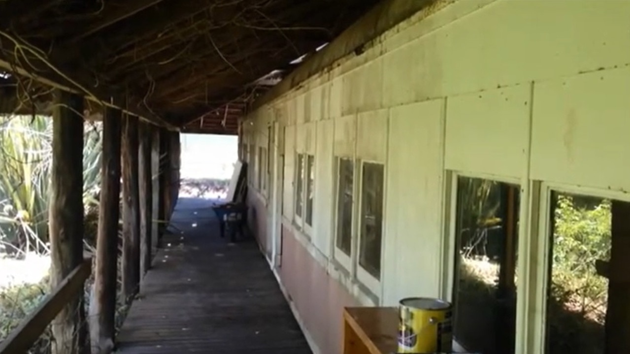 The 1920s steam train carriage before Fleur and Mike Leslie resorted it. Picture: dufflebird.com.au