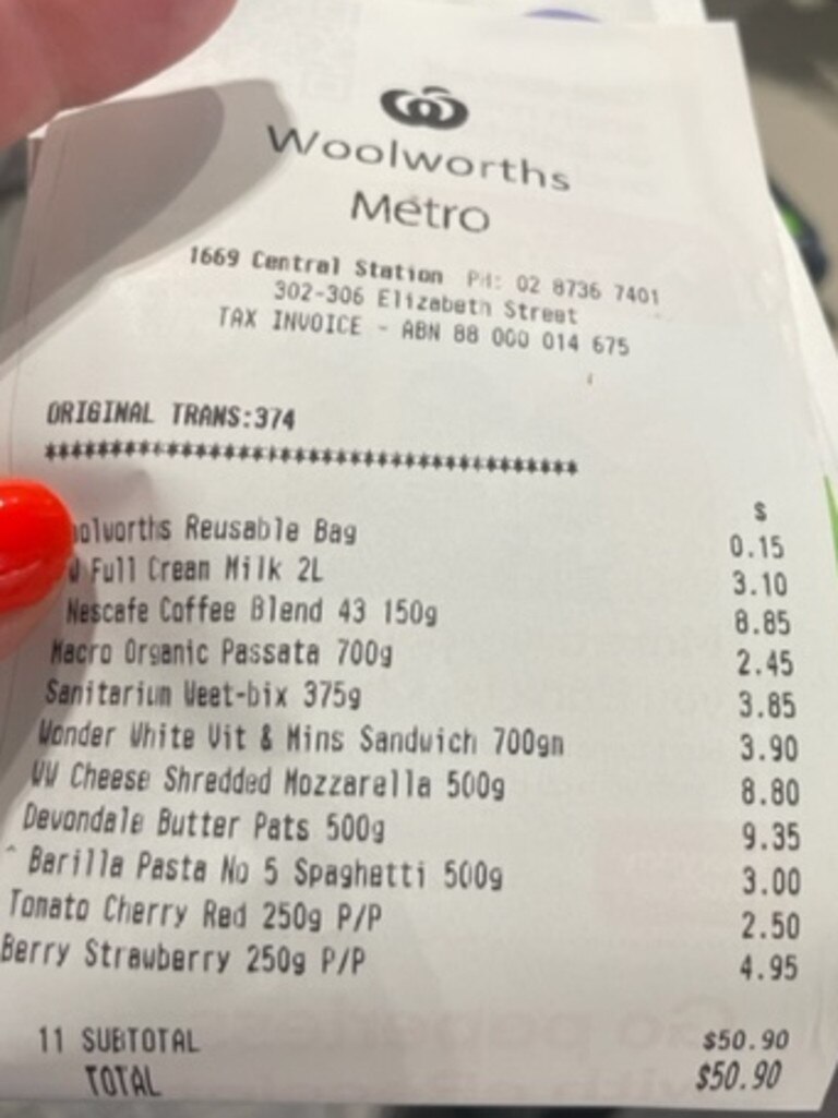 This is how much it costs at Woolies. Picture: news.com.au