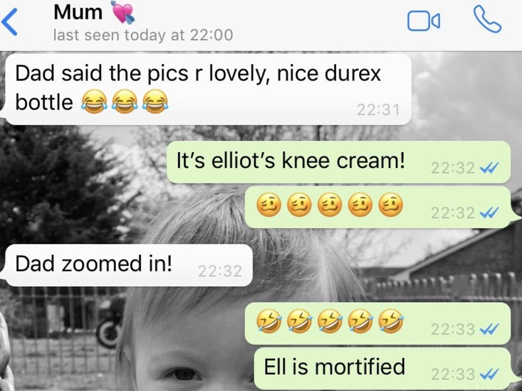 The text message between Twitter user Kelspoole and her mum
