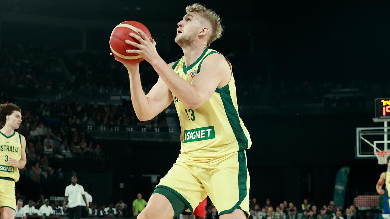 Jock Landale’s absence was a big issue for the Boomers. Picture: Getty Images