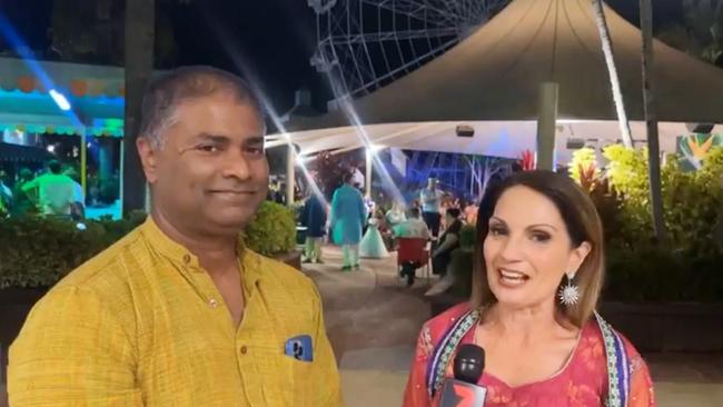 Screenshot of Rosanna Natoli interviewing Vas Srinivasan when she was a reporter for Channel 7. Source: Facebook.