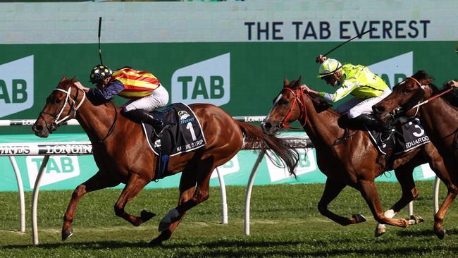 Tabcorp may lose the broadcast rights for NSW races such as The Everest to show to viewers in North America. Picture: AFP