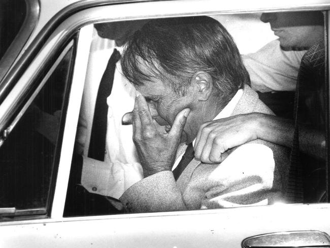 1993: Ralph Vollmer leaves wife Joan's funeral. Picture: David Geraghty