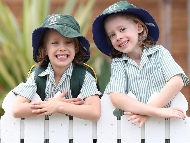 Twins Alastair and Oscar Ormston Bell, 5, are returning to Our Lady Help of Christians at Hendra. Picture: Peter Wallis