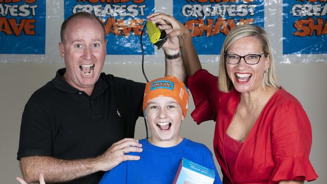 Hayden McLucas with his parents Andrew and Rita McLucas. Picture: AAP /Renae Droop