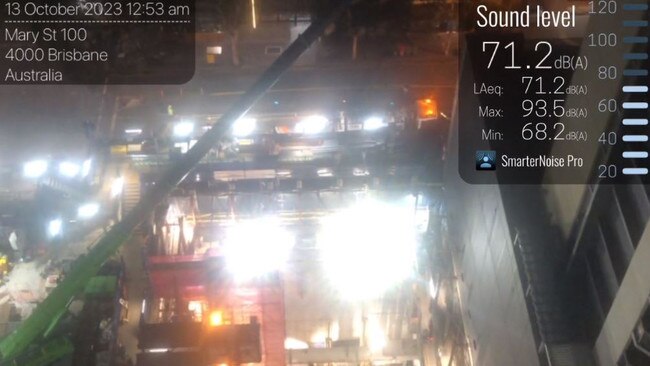 Footage captures noise levels at the Cross River Rail construction site at Albert St. Picture: Supplied