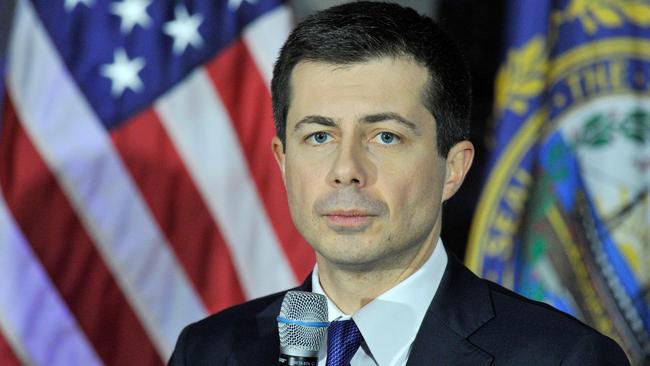 Pete Buttigieg speaks in New Hampshire after the Iowa Caucus. Picture: AFP.