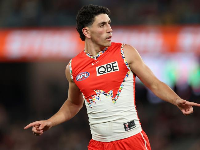 Justin McInerney celebrates a goal. Picture: Kelly Defina/Getty Images