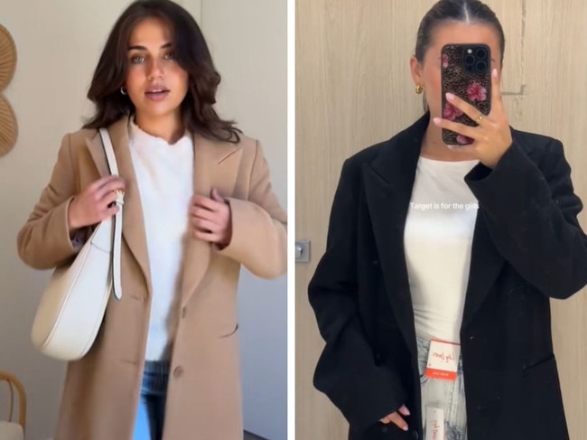 Target is slashing prices on winter fashion - including this 'perfect' coat. Picture: TikTok @targetaus @jesstram
