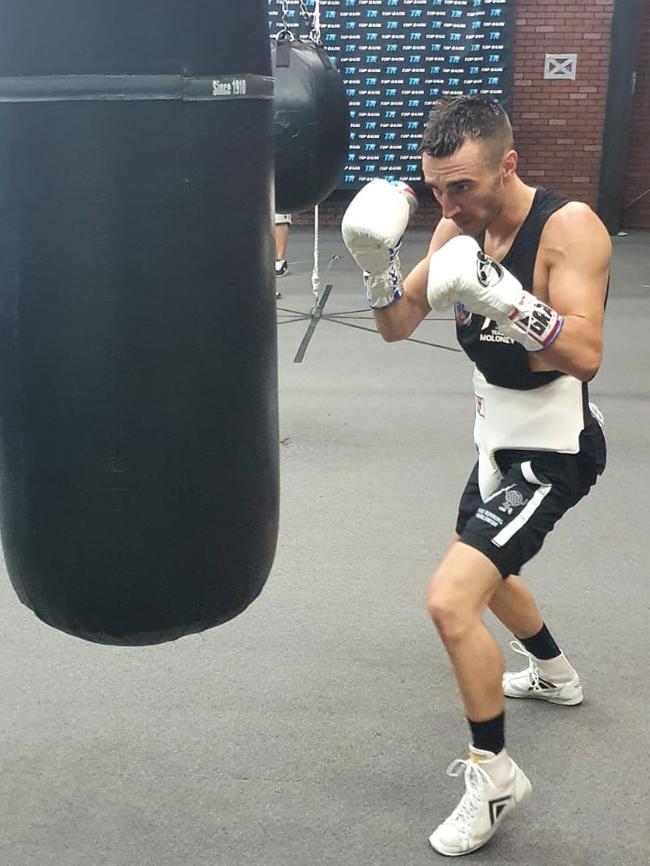 Moloney training for his upcoming fight.