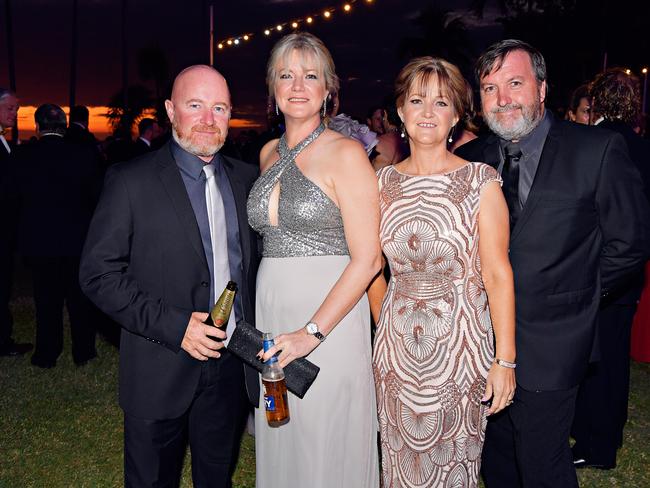 Can Nyberg, Kylie Gullefer, Karon Coleman, and Pat Coleman at the 2017 Qantas Darwin Turf Club Gala Ball at SkyCity Casino. Picture: MICHAEL FRANCHI