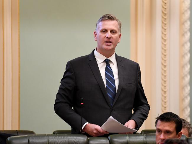 BRISBANE, AUSTRALIA – NewsWire Photos – MARCH 25, 2021. Queensland Member for Southern Downs James Lister speaks in Parliament House in Brisbane. Mr Lister has taken a mental health leave. Picture: NCA NewsWire / Dan Peled