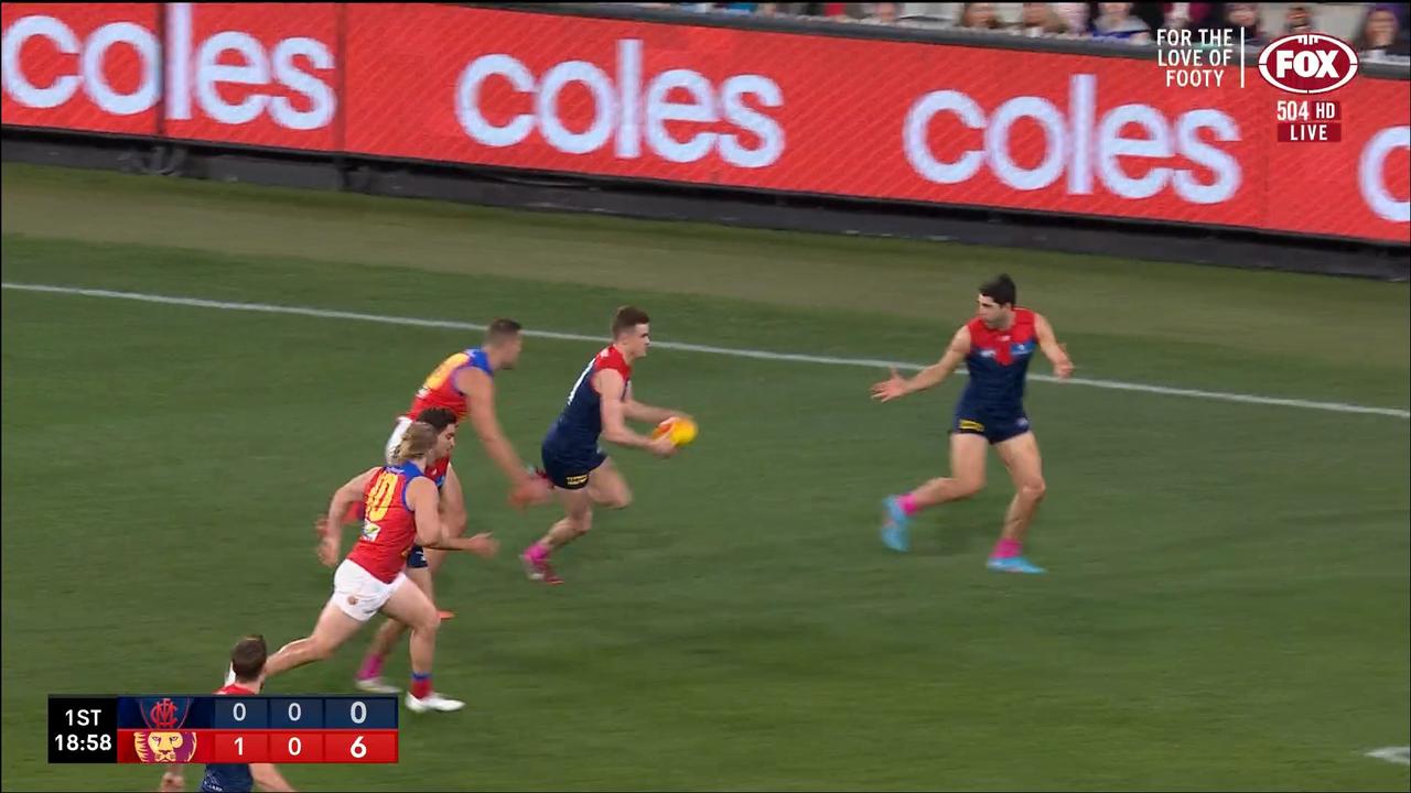 Christian Petracca was wide open. Photo: Fox Footy.