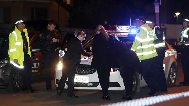 Police attend the hit-run incident on George St, Norwood.