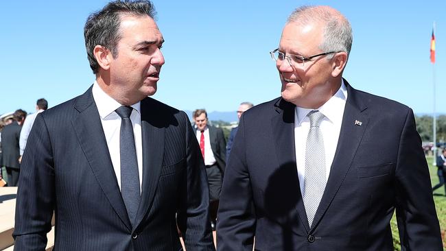 SA Premier Steven Marshall and Prime Minister Scott Morrison. Picture: Kym Smith