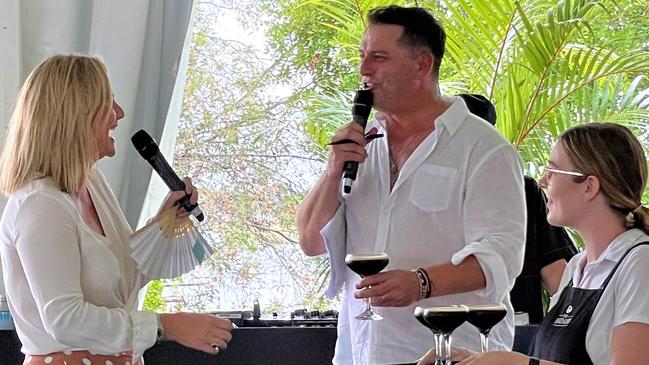 Noosa Mayor Clare Stewart and Karl Stefanovic engage in a bit of stage banter for Youngcare.