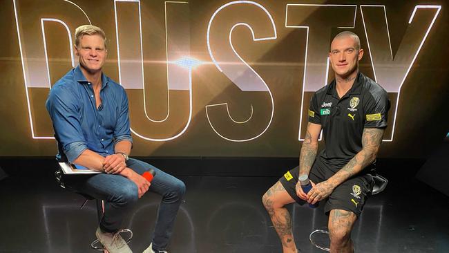 Dustin Martin (right) sat down with Nick Riewoldt for a Fox Footy and Kayo exclusive before the start of the 2021 AFL season. Picture: Supplied