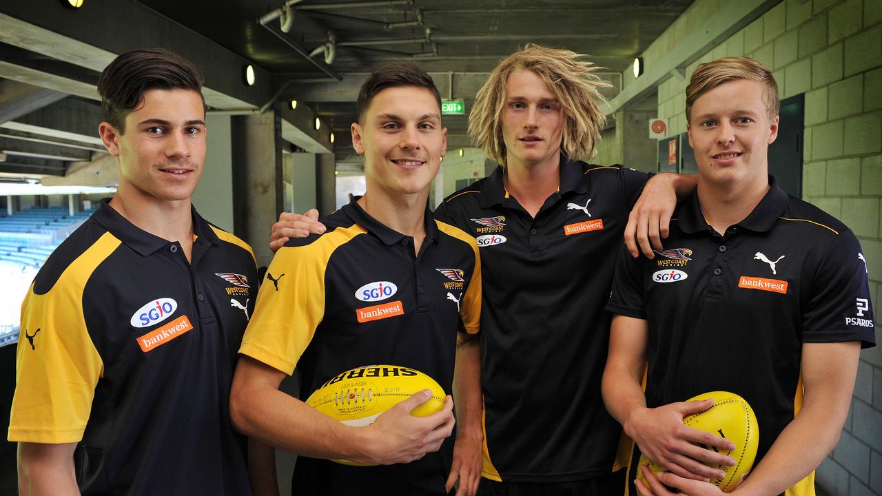 West Coast's draft class of 2014 Liam Duggan, Damien Cavka, Tom Lamb and Jackson Nelson.