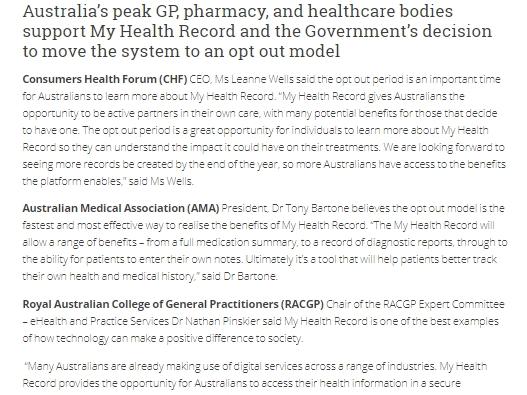 How My Health Record is being pitched to the Australian public. Picture: Supplied