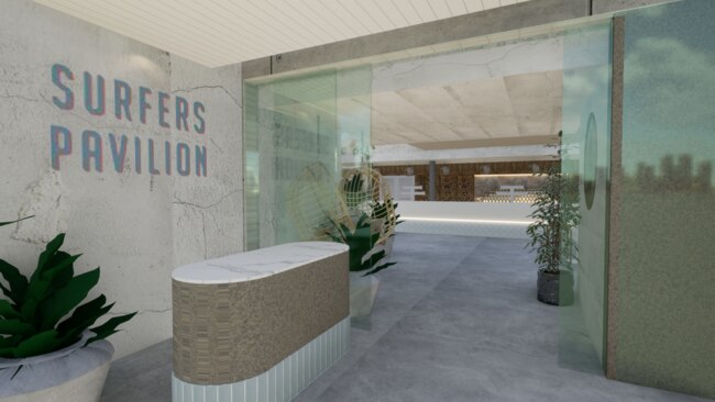 Come on in ... renders of the Surfers Pavilion entry show the new name and branding.