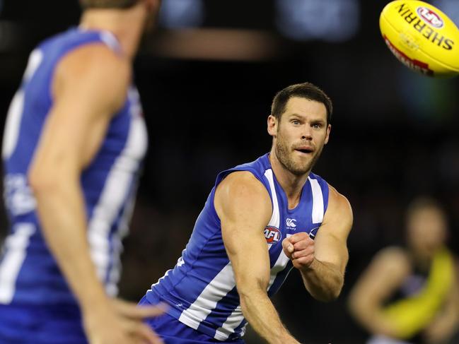 AFL Round 11. North Melbourne vs. Richmond at Etihad Stadium. North Melbourne's Sam Gibson . Pic: Michael Klein