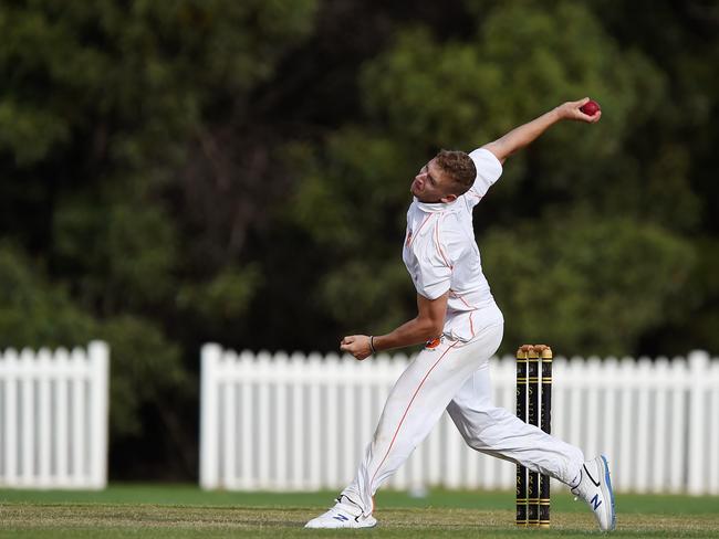 Kookaburra Cup cricket - Southport Labrador vs. Runaway Bay at Morrie Glasman Oval in Arundel. Matt Madeley bowling for Runaway Bay. Picture: Lawrence Pinder