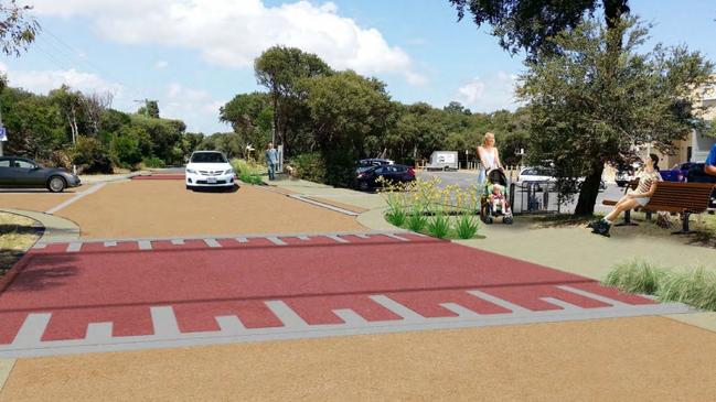 Two proposed flat top road humps at Inverloch Surf Life Saving Club. Picture: Bass Coast Shire Council