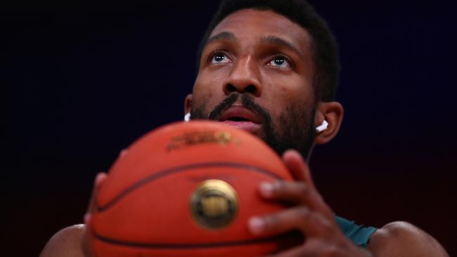 SYDNEY, AUSTRALIA - OCTOBER 22: Marcus Lee of the JackJumpers in round four NBL match between Sydney Kings and Tasmania JackJumpers at Qudos Bank Arena on October 22, 2023 in Sydney, Australia. (Photo by Jason McCawley/Getty Images)