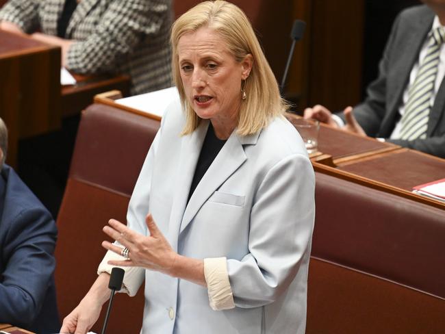 Senator Katy Gallagher during Question Time at Parliament House in Canberra. Picture: NewsWire