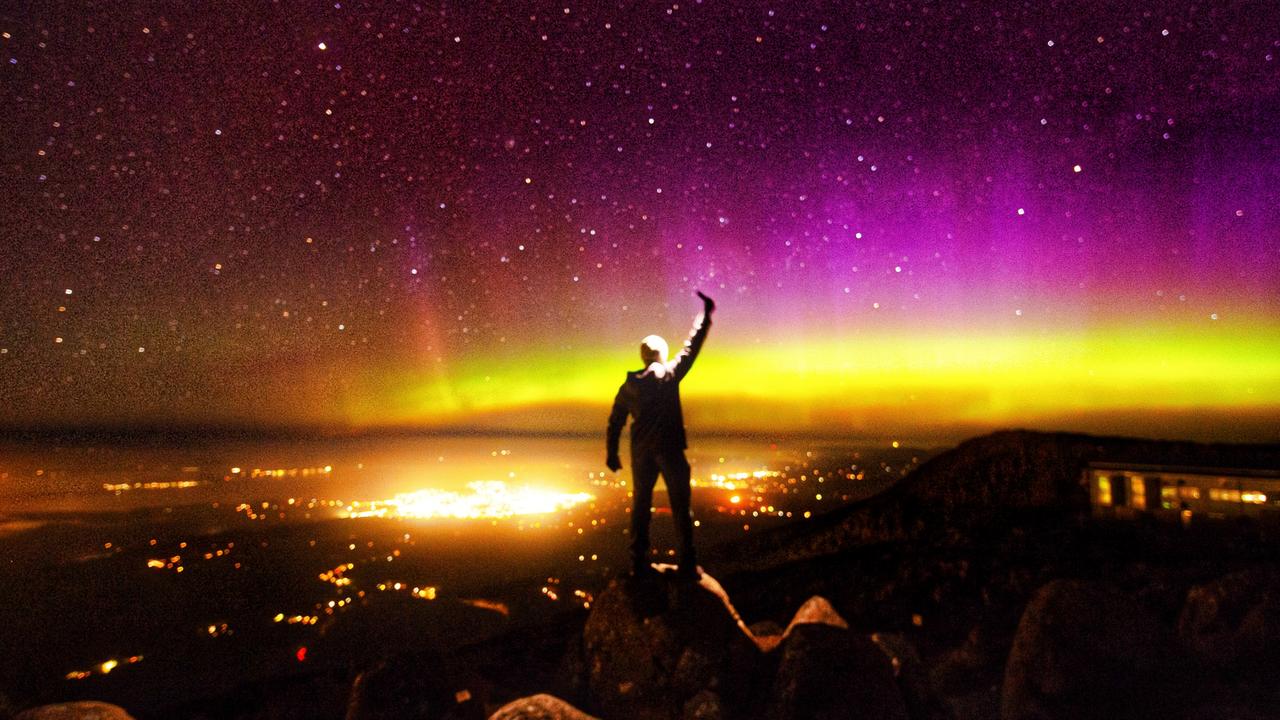 Aurora at kunanyi/Mt Wellington. Picture: Carmel Gledhill.