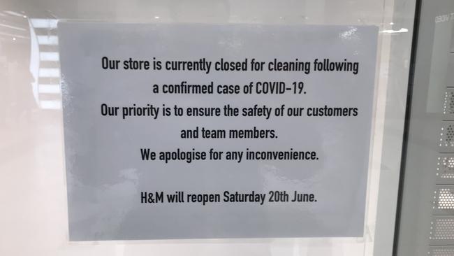 The H&M store at Northland has been closed due to a confirmed case of COVID-19. Picture: Nick D'Urbano