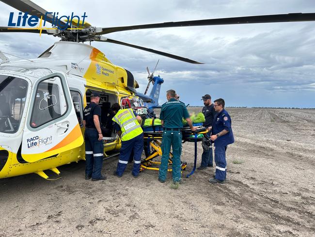 LifeFlight SGAS transported a teenage girl from the Goondiwindi region after she was trapped under a 4WD for almost two hours. Photo: LifeFlight SGAS