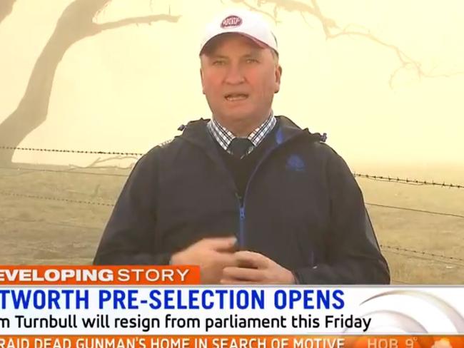 Barnaby Joyce has slammed Malcolm Turnbull's exit from Parliament. Picture: Sunrise