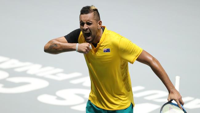 World No.30 Nick Kyrgios will be front and centre at Brisbane’s Pat Rafter Arena for Australia in their Group F fixtures. Picture: Alex Pantling/Getty Images