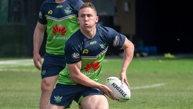 Adam Cook training with the Canberra Raiders