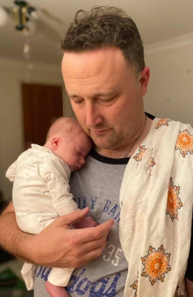 David with baby Charlotte who David says was the first in the family to contract the coronavirus. Picture: Supplied