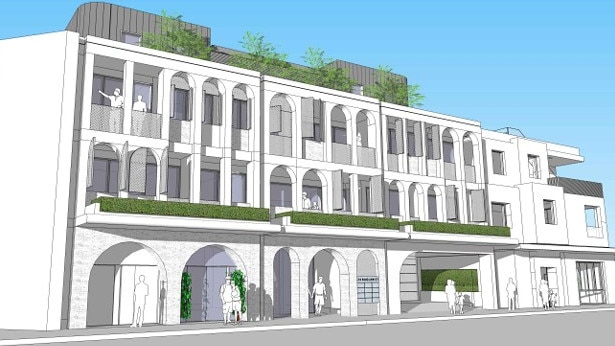 The proposed shop-top apartment redevelopment in Raglan St, Manly. An amended DA has been given consent after an agreement between the council and the property’s owners. Picture: Carlisle Architects