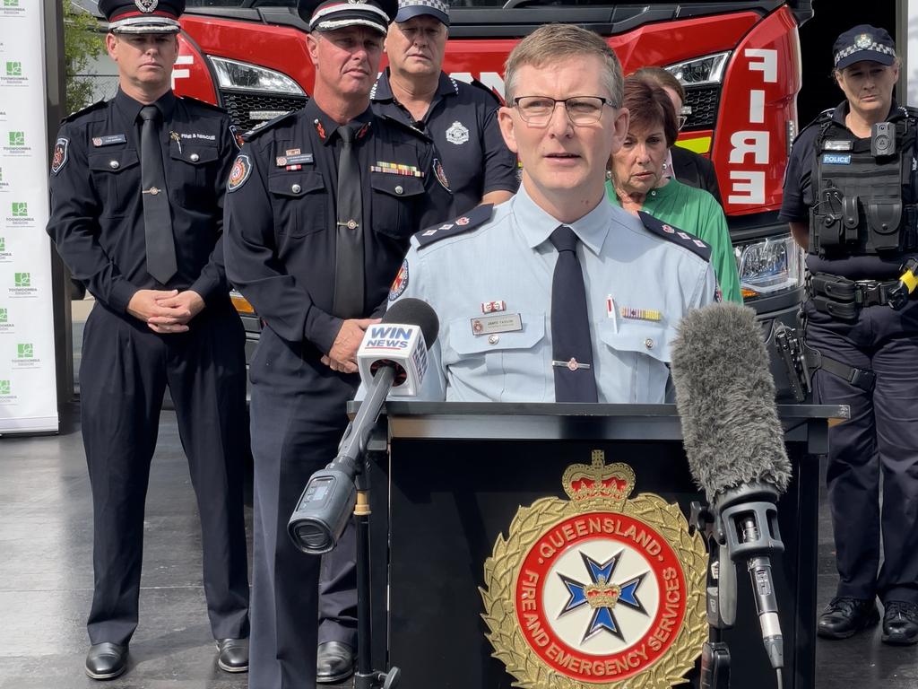 Queensland Ambulance Service Acting District Chief Superintendent Jamie Taylor during the road safety briefing at Kitchener St Fire Station on December 14. Photo: Jessica Klein