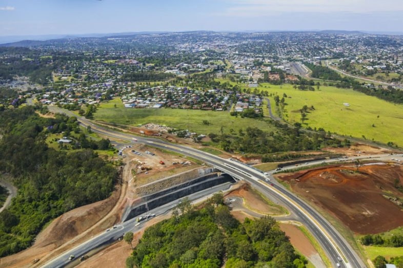 Photos of the TSRC progress. New England Hwy realignment at November 2018. Picture: Above Photography PTY LTD