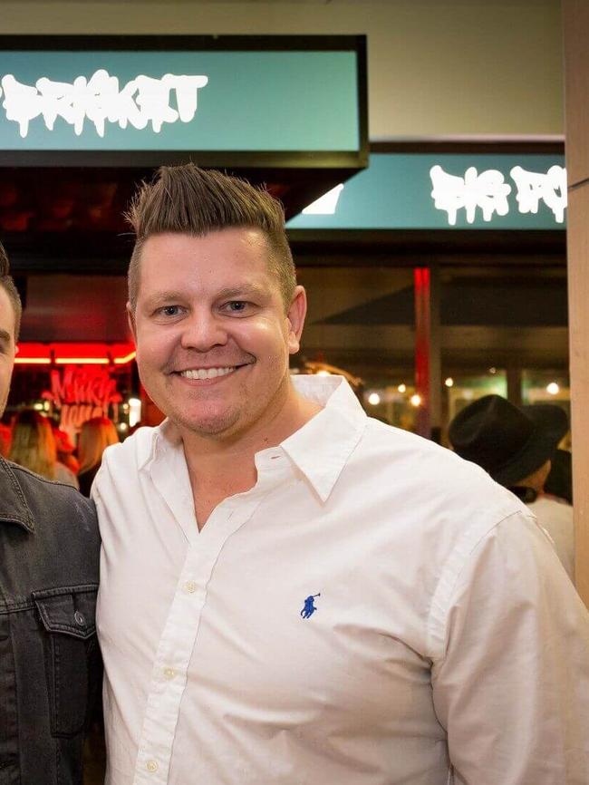 Jonathan Johnny Eddings (right) at the launch of Milky Lane Surfers Paradise.