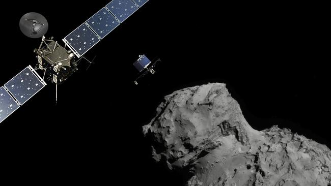 Artists impression shows The European Space Agency’s billion-euro Rosetta spacecraft caught up with comet 67P/Churyumov–Gerasimenko more than 400m km from Earth as it streaked towards the sun at around 55,000km per hour.