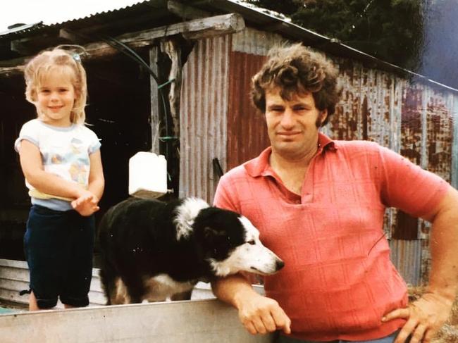 Sallie Jones as a child with father Michael Bowen.