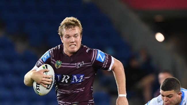 Sea Eagles players tip big things from Jake Trbojevic in Origin game two. Picture: AAP.