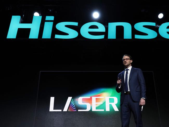 Vice president of Hisense International and president of Hisense USA David Gold speaks during a press event at CES 2023. Picture: Alex Wong / Getty Images via AFP