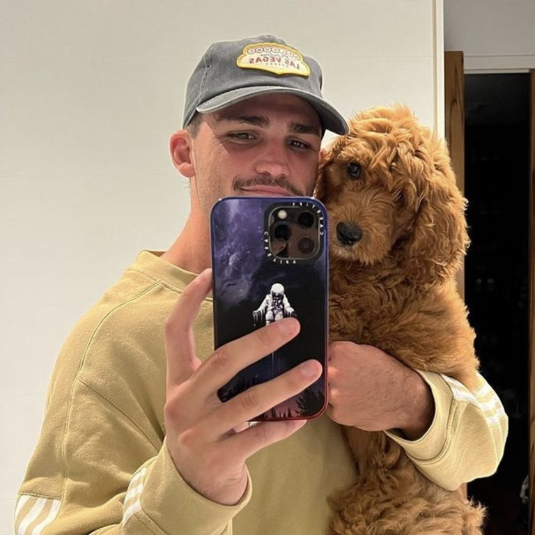 Nathan Cleary with his pet cavoodle called Prince