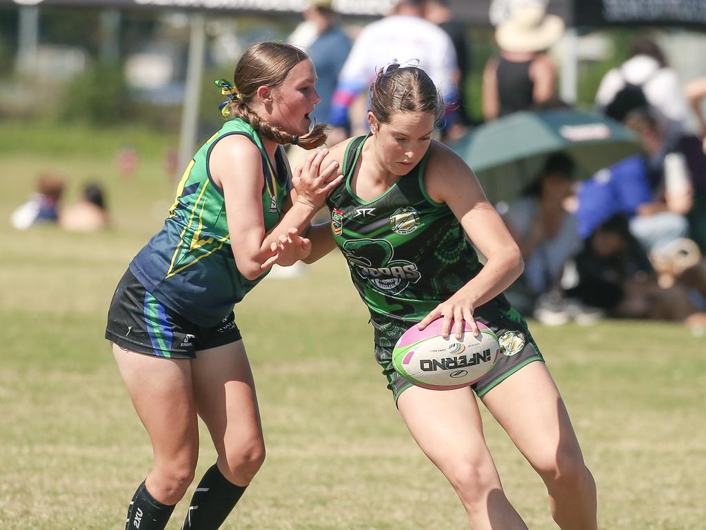 Cavendish Road State High V Innisfail State High at the 2024 Gold Coast Titans All Schools Touch Football Picture: Glenn Campbell
