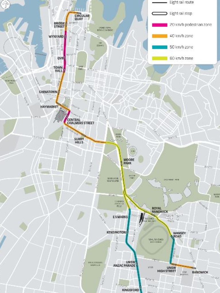 A map showing the different speed zones.