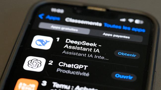 DeepSeek became the most downloaded app in Australia and the US on Tuesday. Picture: AFP